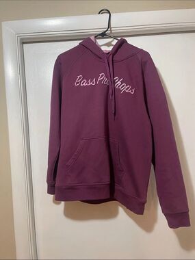 Bass Pro Shops Plum Pullover Hoodie with Pink Script Logo 2XL